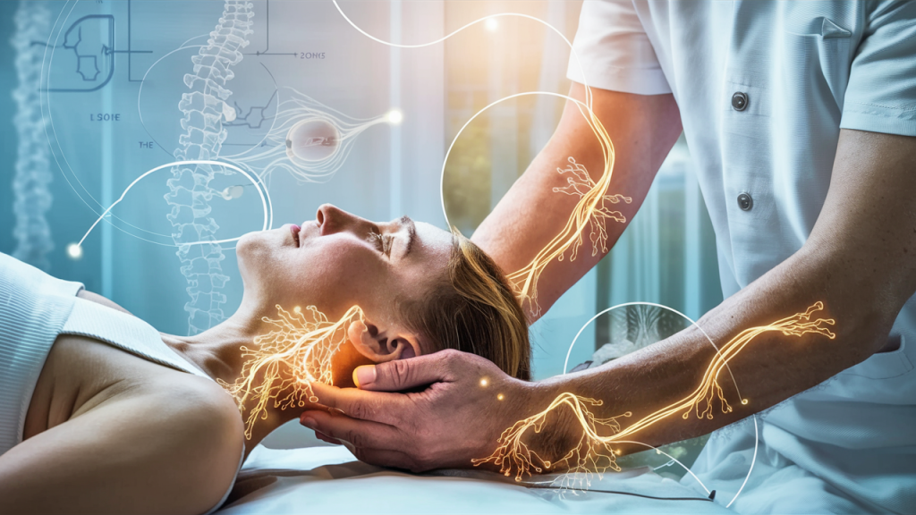 Diagram illustrating the neurological benefits of upper cervical care, highlighting the connection between the upper cervical spine and overall brain health.
