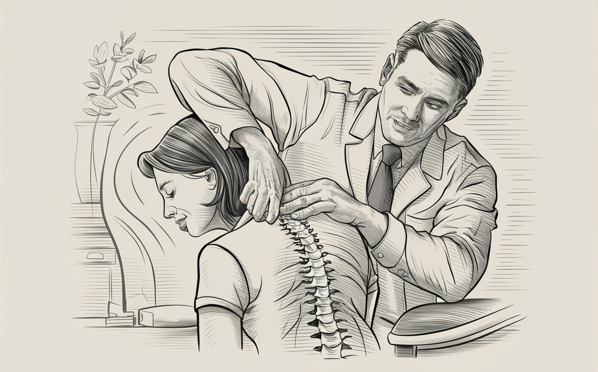 Chiropractor Adjusting Patient's Spine Chiropractic Treatment for Back Pain, Neck Pain & Headaches