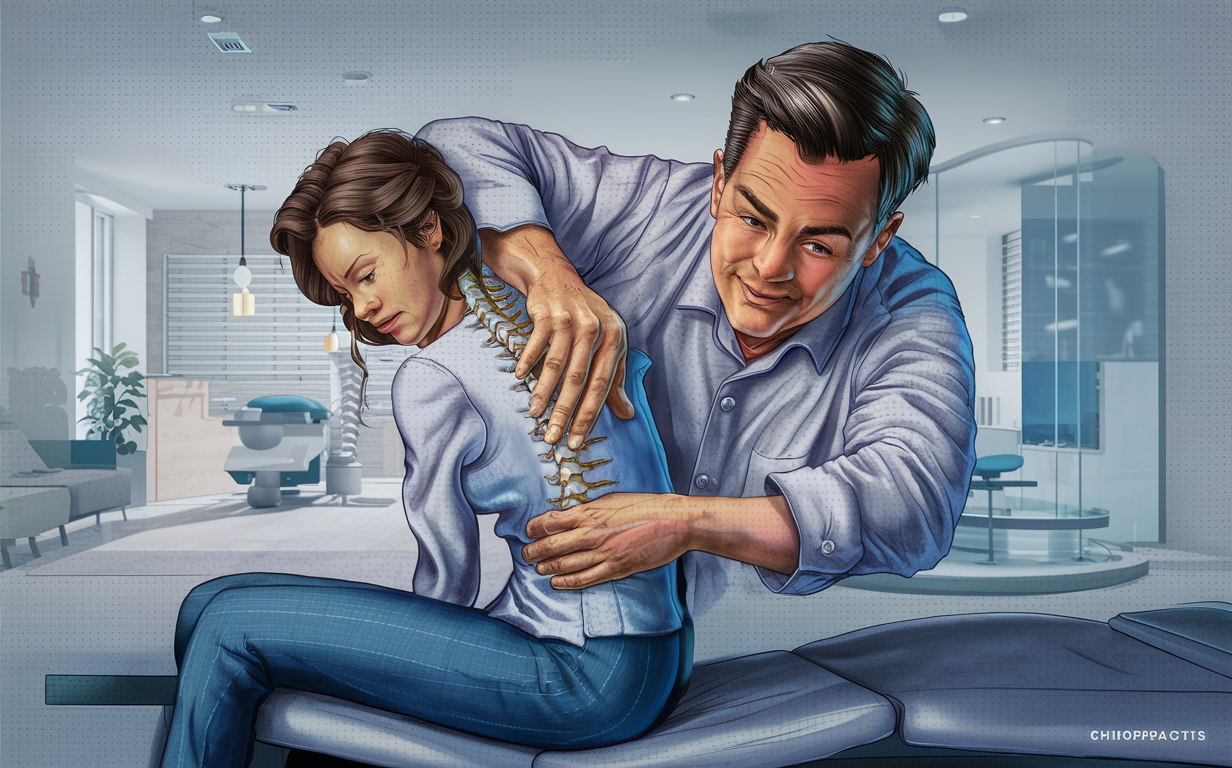 A chiropractor performing a spinal adjustment on a patient