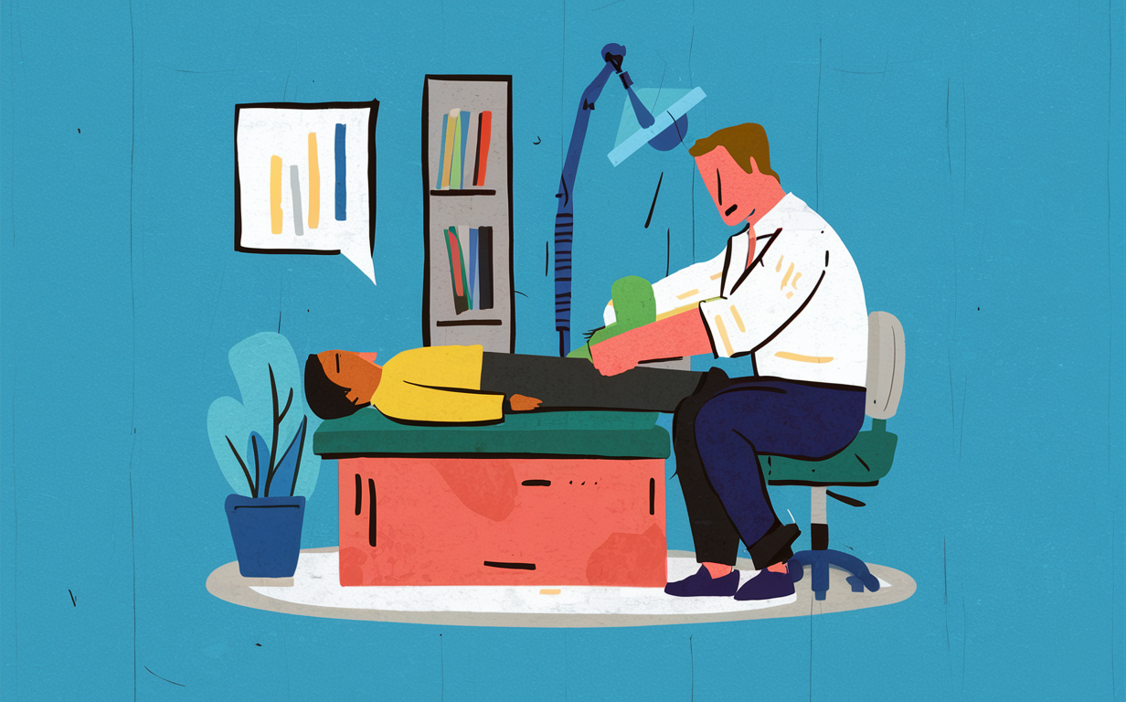 Overcoming Negative Chiropractic Experience An illustration depicting a person sitting hunched over on a chair under a light, with text describing how to overcome a negative chiropractic experience