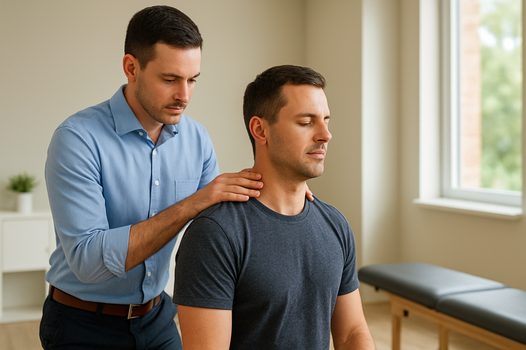 Chiropractor in Missoula performing a gentle cervical spine adjustment for headache relief
