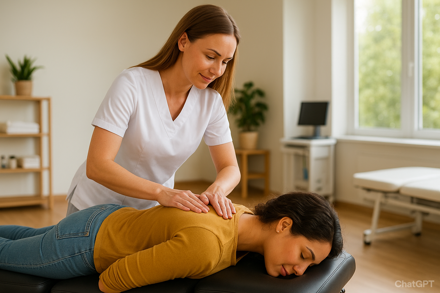 Chiropractor in Missoula performing a gentle spinal adjustment for natural pain relief in a modern clinic.